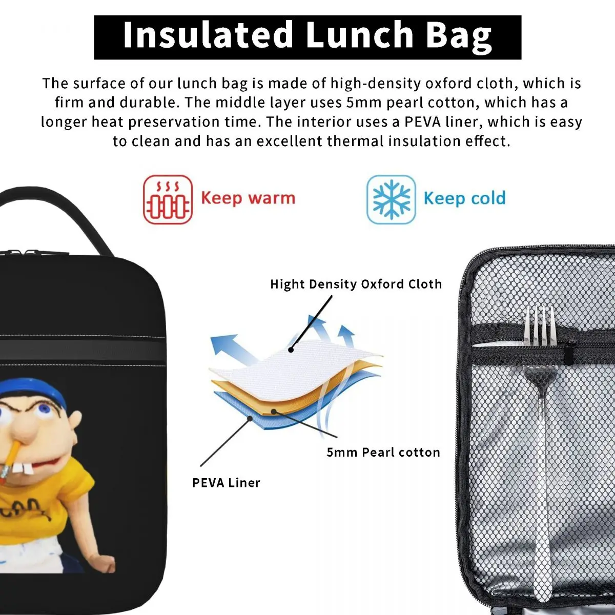 Sml Джефри мультяшная изолированная сумка для ланча Термосумка контейнер еды