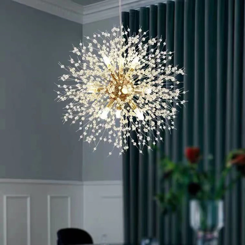 Скандинавская современная хрустальная люстра в виде одуванчика обеденный стол