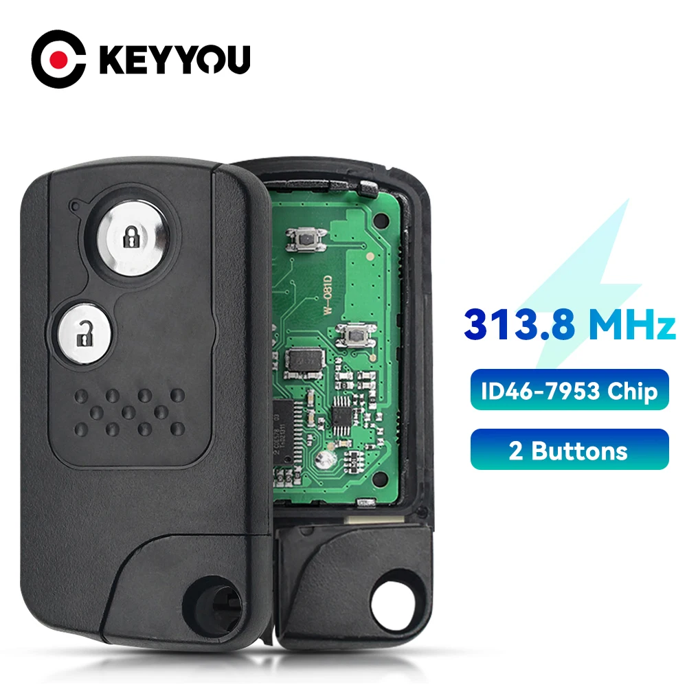 

KEYYOU 313.8/433MHZ ID46 pcf7953 Chip For Honda CRV Accord Civic Odyssey Intelligent 2/3 Buttons Keyless Control Remote Car Key
