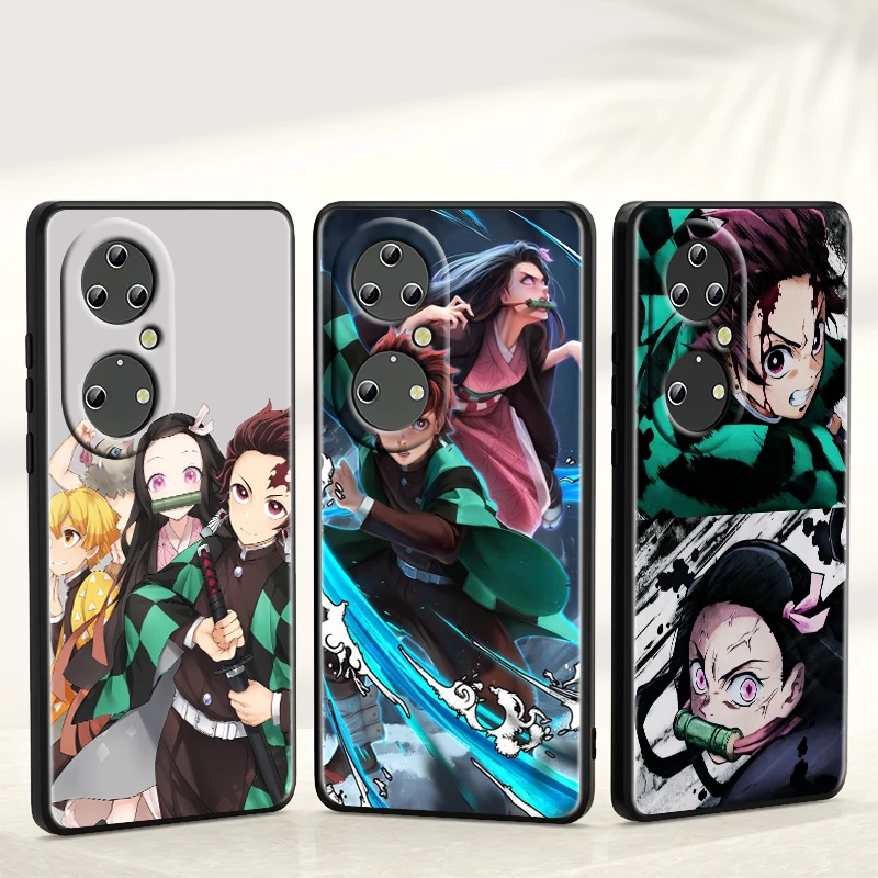 

Anime Cute Japan Demon Slayer For Huawei P50 P40 P30 P20 Pro Plus 5G 2019 E P10 P9 Lite mini 2017 Soft Black Phone Coque Fundas