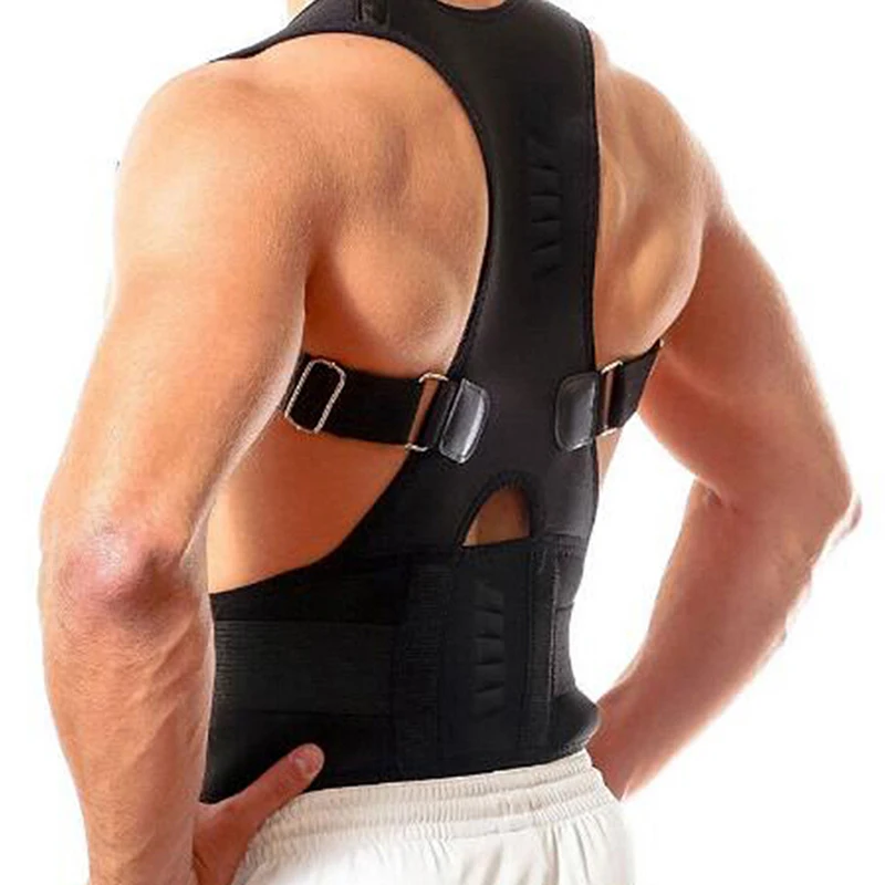 

Spine Support Belt For Men Women New Magnetic Posture Corrector Neoprene Back Corset Brace Straightener Shoulder Back Belt Black