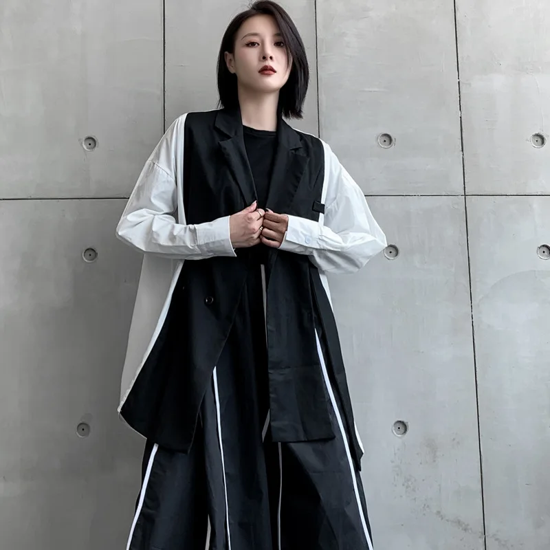 Женский блейзер GetSpring Новинка осени 2024 двубортный женский черный пальто модный