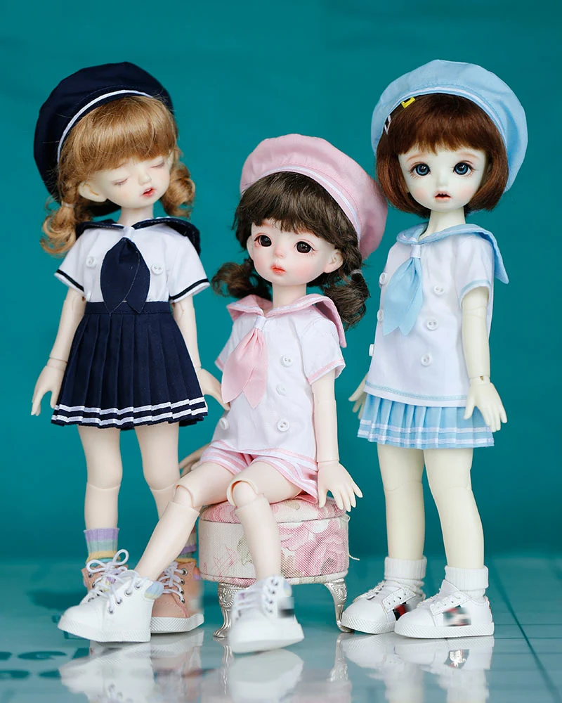 

30cm BJD Doll Clothes Sailor Uniform Set Short Sleeve Shirt Hat Pleated Skirt or Pants SD, DD, YOSD, 1/6bjd Clothes Accessories