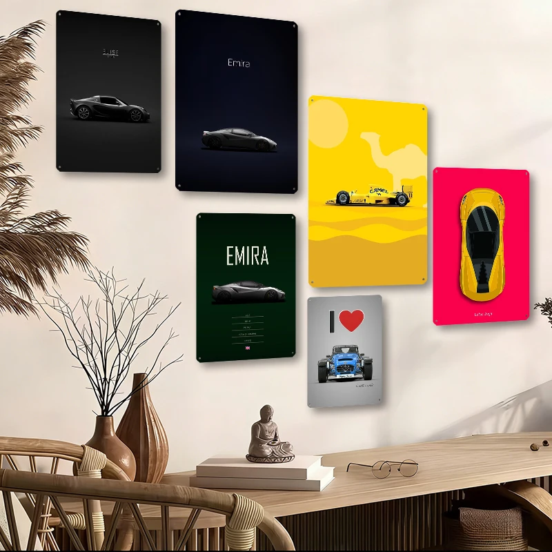 Фото Металлические постеры Lotus Cars: настенные винтажные таблички из жести с возможностью индивидуализации для фанатов, гаража, мансэйва, дома и декора комнаты №3