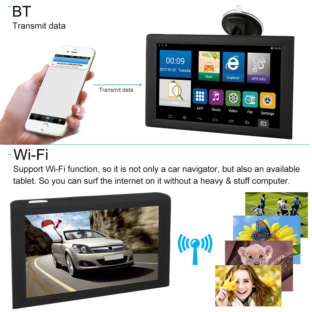 Android car dvd player GPS map device PND with camera 9inch car android screen media music video car navigation enlarge