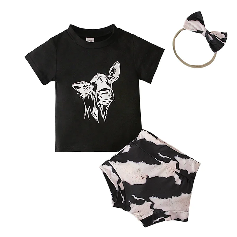 

Baby Girls Clothing Sets Summer 1 2 3 Years Toddler Cotton T-shirts Shorts Headband 3pcs Tracksuits For Newborn Infants Outfits