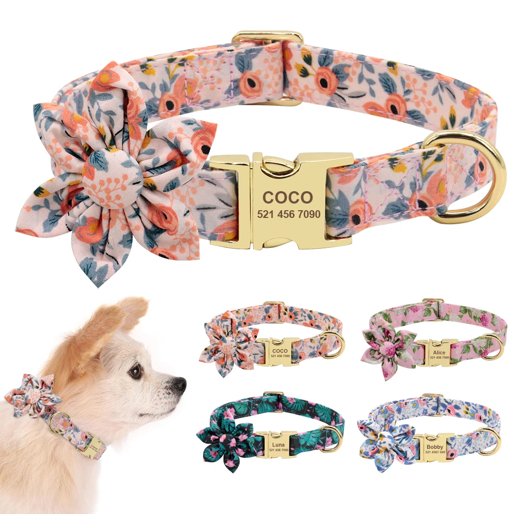 

Dog Accessories Pet Puppy Cat Collar Custom Nylon Printed Dog Nameplate Collar Personalized Engraved ID Tag Collars Small Dogs