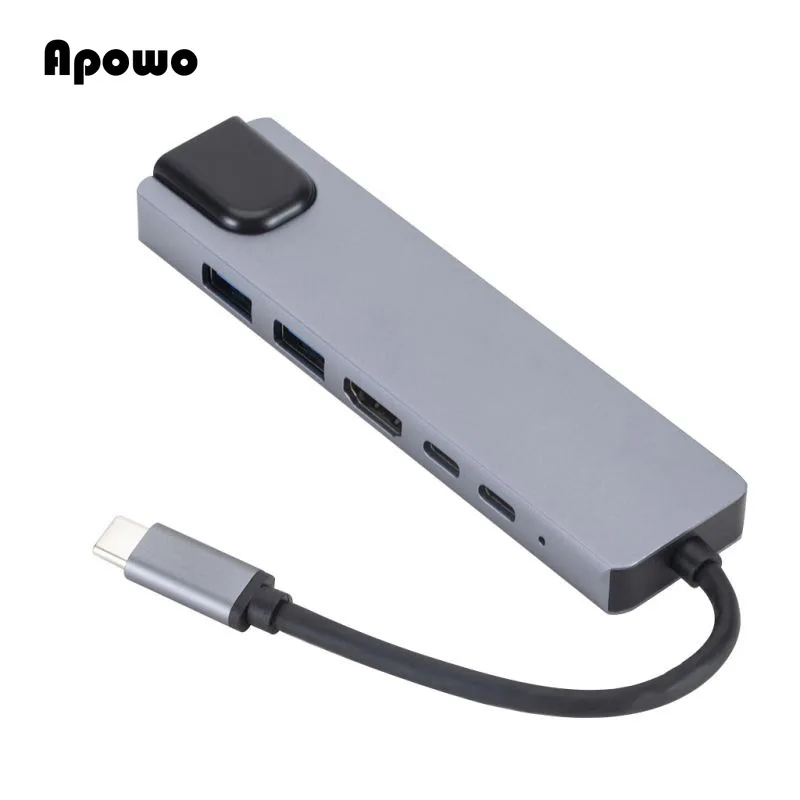 

Type-c Six-in-one Expansion Dock USB3.1 To HDMI-100M Ethernet Port PD Fast Charge USB Docking Hub CN(Origin) Connectors