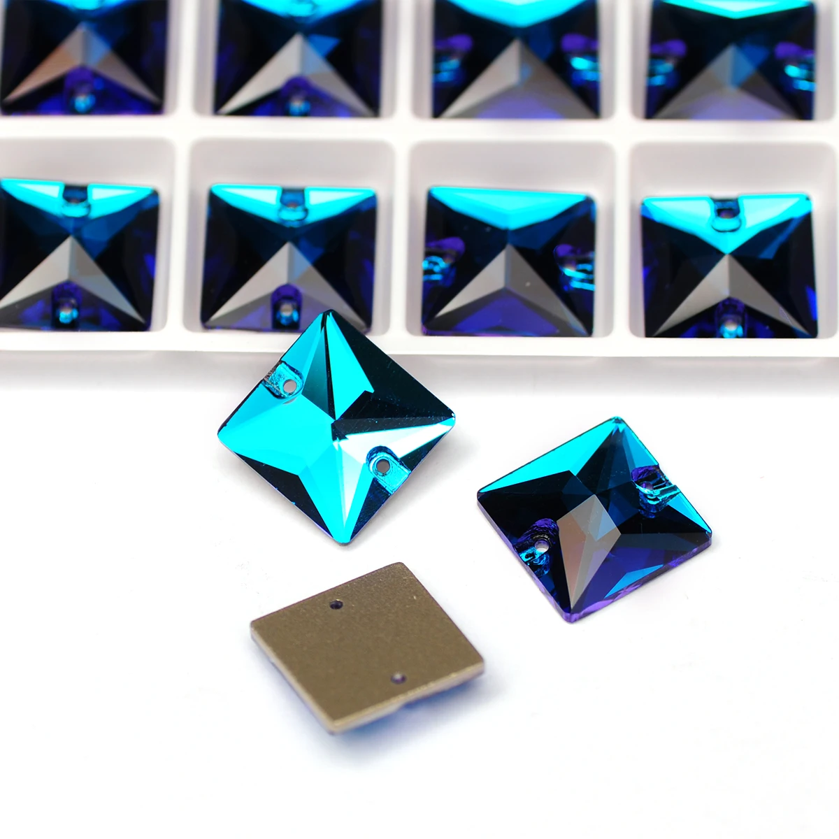 

Blue Zircon Shiny Square Glass Strass Flatback Crystal Sew On Rhinestones Crafts Glitter Sewing Accessories Design Decorations