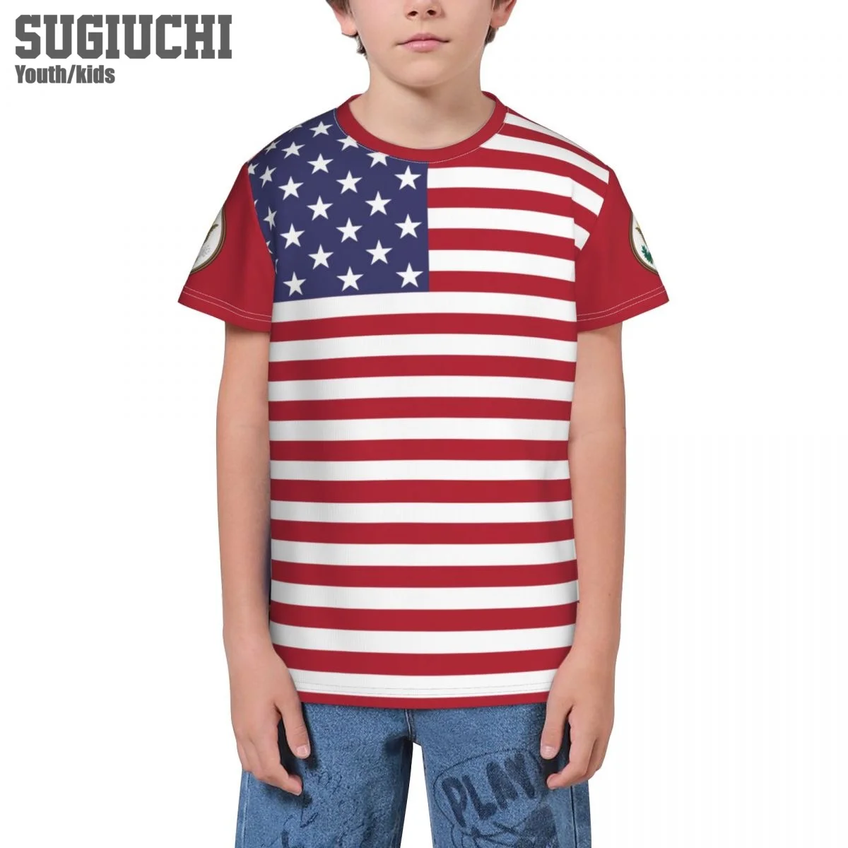 Пользовательское имя номер флаг США эмблема 3D футболки для детей молодежные