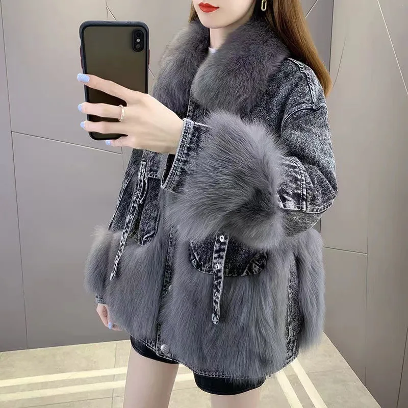 2022 Winter New Women Plush Jacket High Quality Mid Length Single Breasted Fleece Warm Faux Fur Coats Elegant Female Clothing