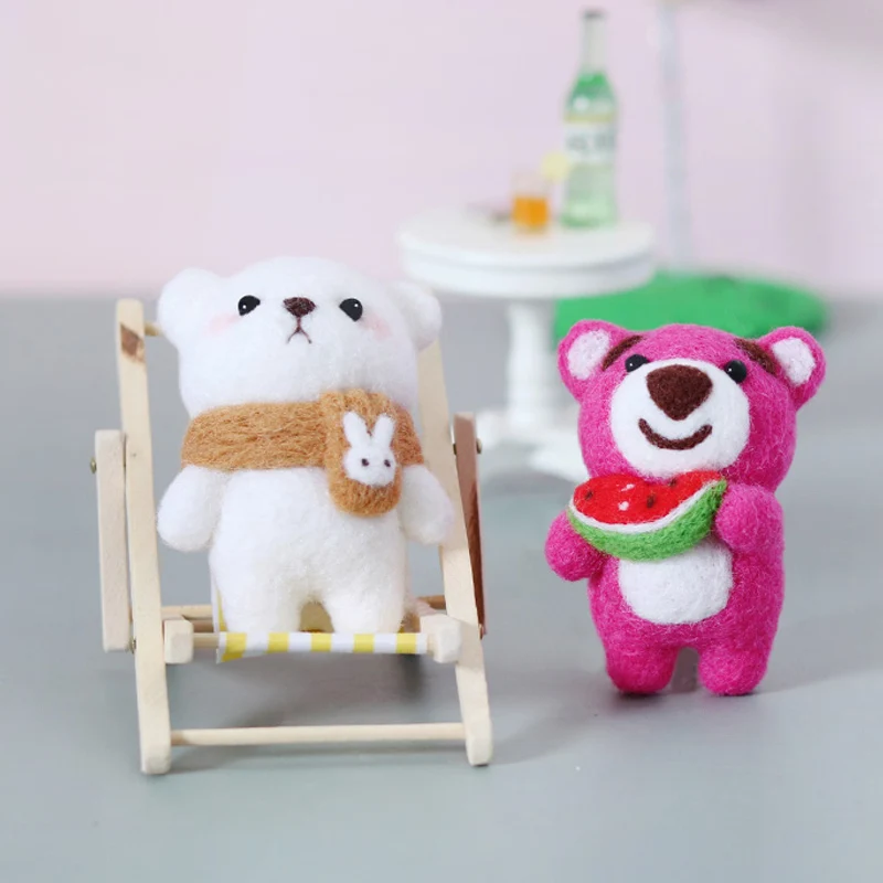 Шерстяная Игла без отделки, набор из фетра, медведь, животное, прокалывание, DIY строительные комплекты для начинающих, милые игрушки ручной работы, куклы для детей