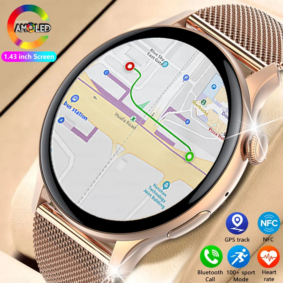 Смарт-часы мужские 1 43-дюймовый 466*4666 HD экран всегда дисплей NFC Bluetooth монитор вызова