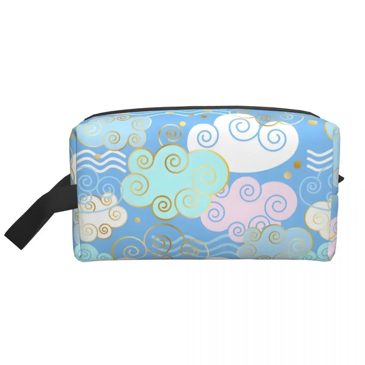 Дорожная косметичка с рисунком облаков на заказ и золотым узором для женщин