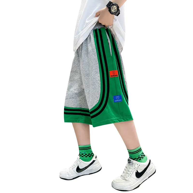 

Children's Clothes for Boy Shorts Summer Grey Black Pants Teen Elastic Waist Sweatpants Student Shorts 5 6 8 9 10 12 14Years Old