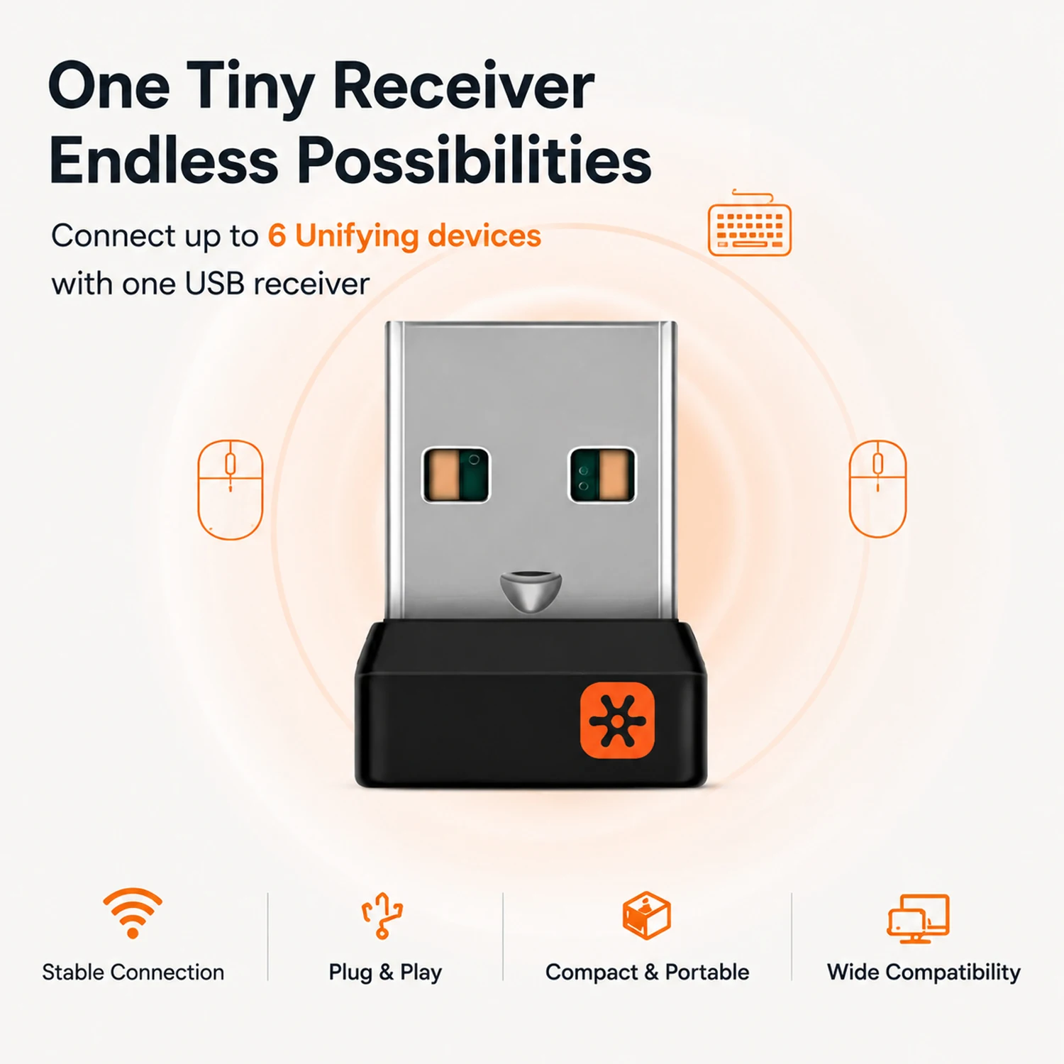 Фото Для Logitech - Приемник-донгл Unifying Nano Receiver Dongle 6-канальный для M905/M325/M585/M510/M705 и других адаптеров-приемников №2