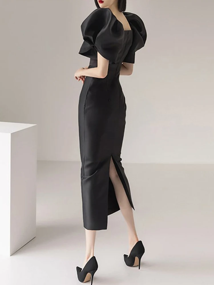 Женское вечернее платье с пышными рукавами DEAT