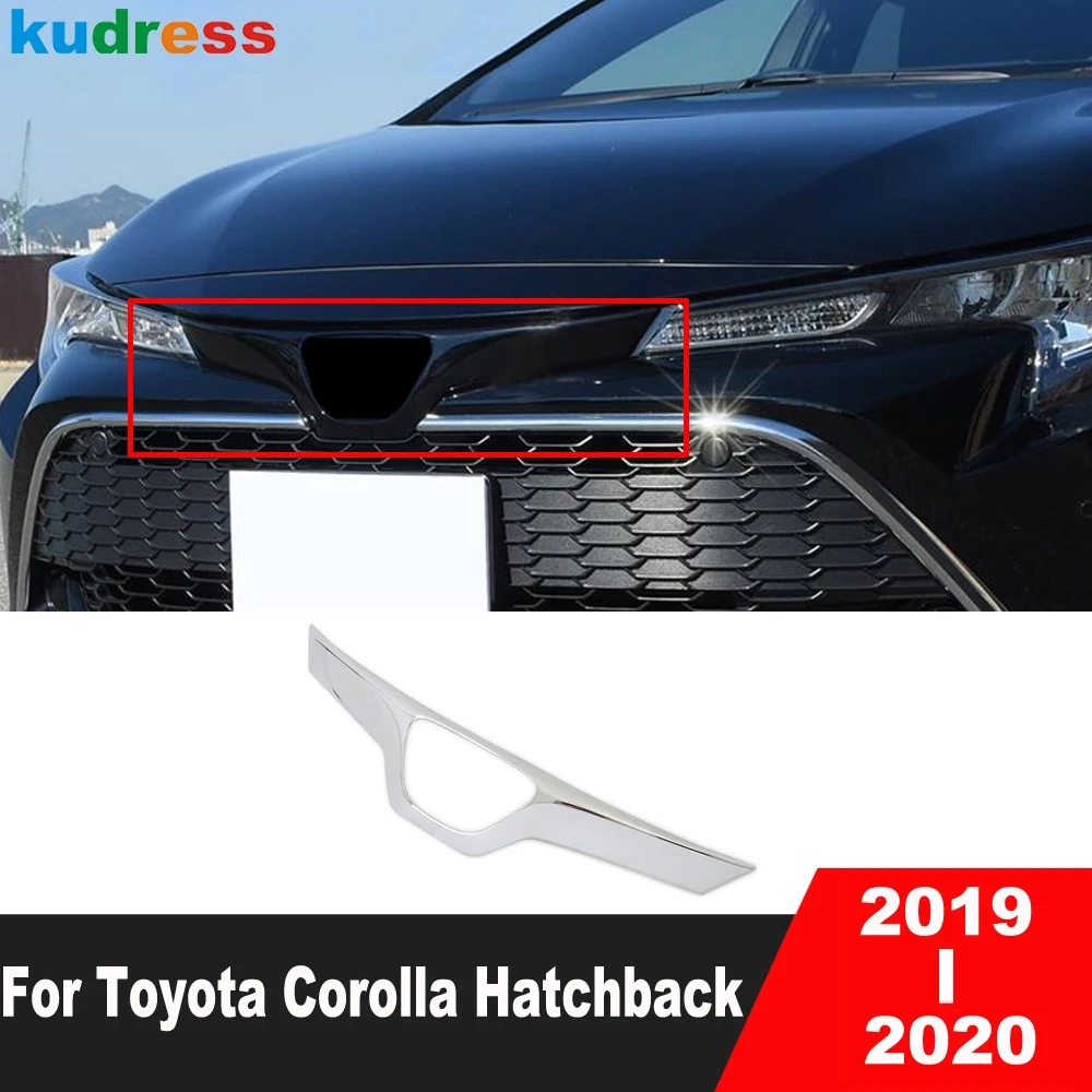 

For Toyota Corolla Hatchback 2019 2020 ABS Chrome Car Front Upper Grill Cover Trim Hear Grille Strip Sticker Accessories