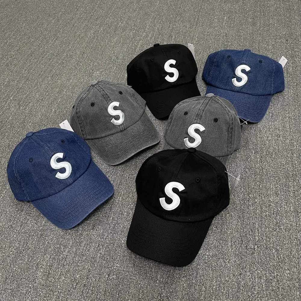 

2023 Hot Street Simple Casual S Letter Embroidery Logo Vintage Black Washable Luxury Hat Golf Baseball Caps For Men Women Cotton