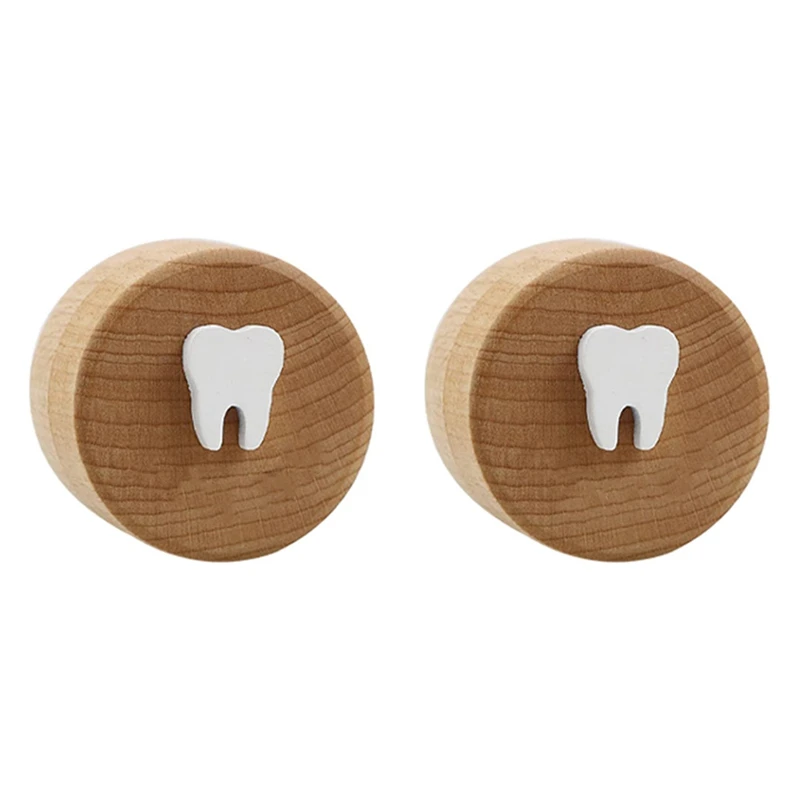 

2 PCS Baby Tooth Box Fairy Keepsake Box Wooden Souvenir Dropped Tooth Cute Lost Tooth Holder Tooth Fairy