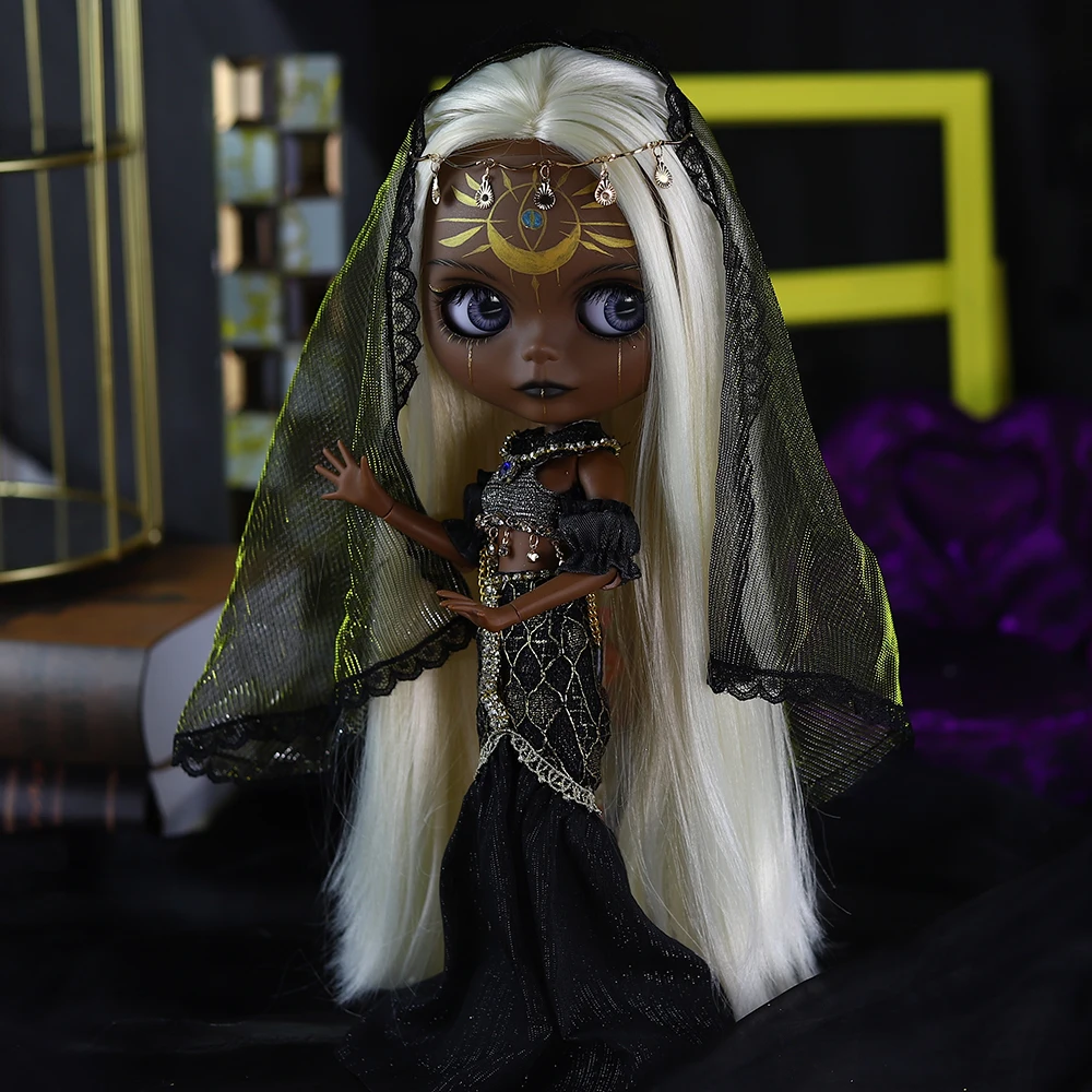 Кукла ICY DBS Blyth 1/6 30 см серия Sun Doll темная Blace face матовая ручная роспись набор кукол bjd