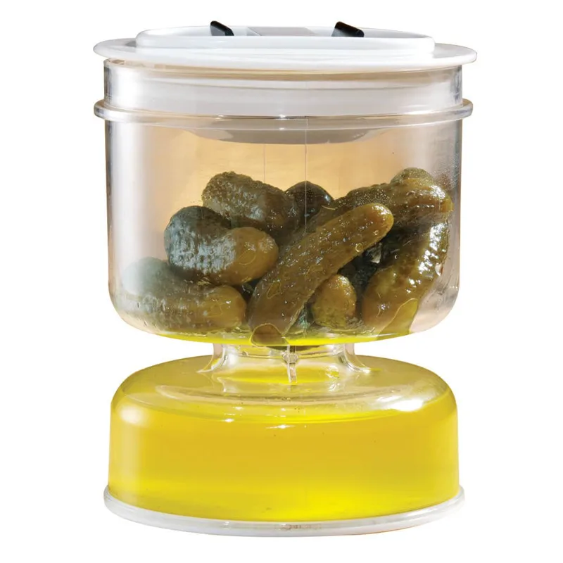 

Plastic Sealed Dry and Wet Dispenser Innovative for Home Fine Workmanship Pickle Jar Hourglass Design Olives Container for Home