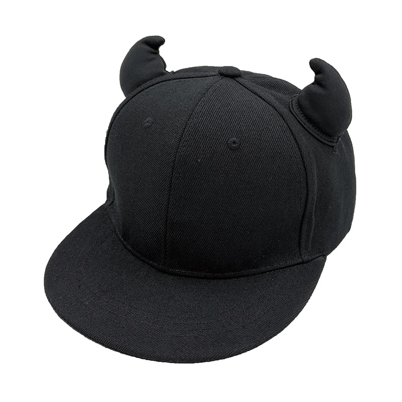 Men Women Hip-hop Hat Black Cotton Punk Horn Baseball Cap Snapback Cap With Horns Outdoor Sport little devil sun hat
