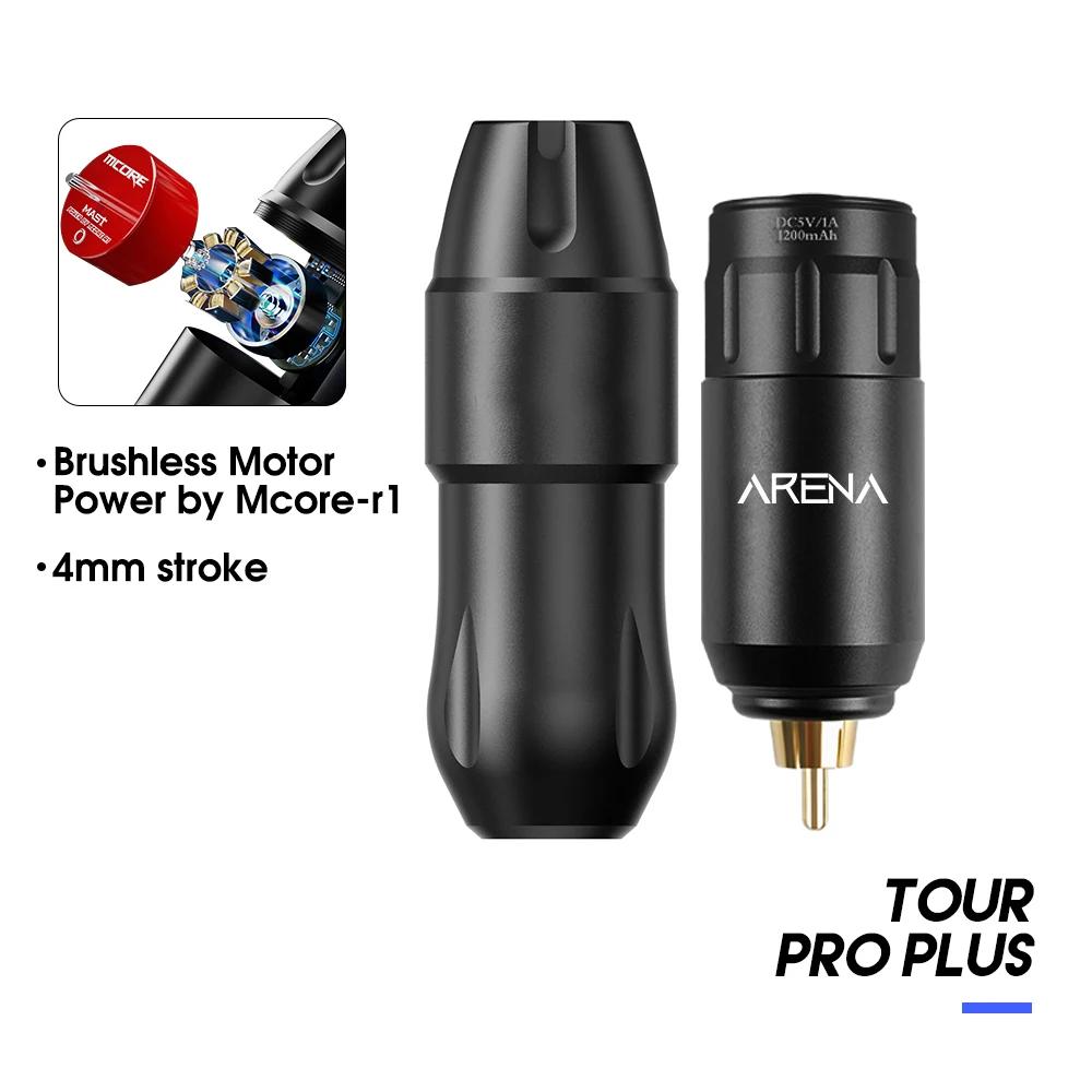 

Mast Tattoo Tour Pro Plus 4.0mm Stroke Brushless Motor Tattoo Pen with Arena Mini Rechargeable Battery Rotary Tattoo Machine Kit