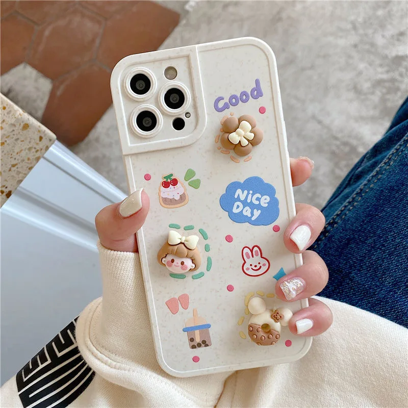 

New Little Girl Cute Cartoon Phone Cases For IPhone 13 12 11 Pro Max XR XS MAX X 2022 Luxury Silicone Soft Shell Women Girl Y2k