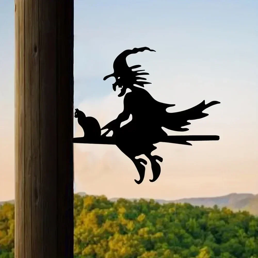 1 шт. призрачная страшная ведьма и кошка на ветке стальной силуэт металлическое