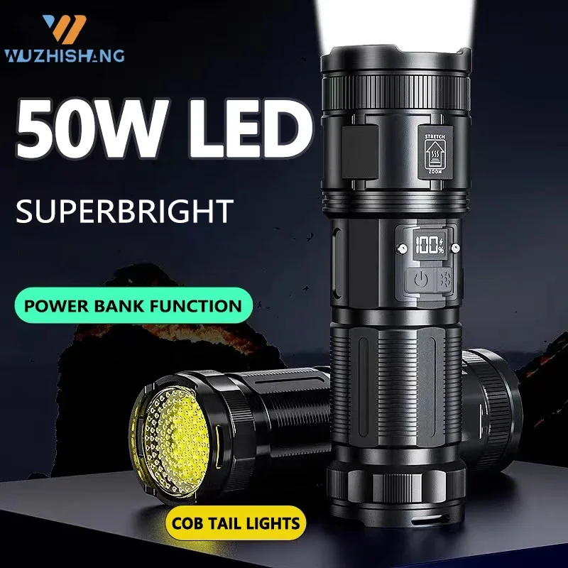 

XHP90 Rechargeable LED Flashlights with Digital display 12000 High Lumens Zoomable Flashlight for Emergency Camping Power Outage