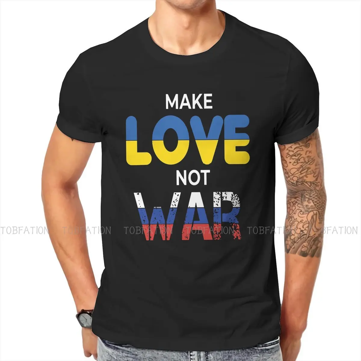Stop the Wars No War Make Love not War Tshirt Vintage Graphic Men's Tshirts Tops Oversized Cotton Crewneck T Shirt