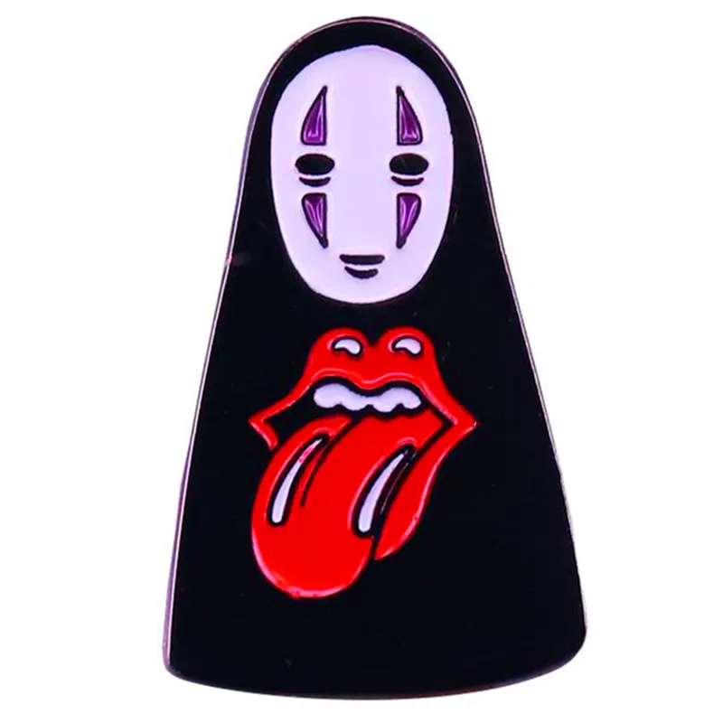 

Anime No Face Kaonashi Red Tongue Lips Brooch Enamel Pin Brooches Metal Badges Lapel Pins Jacket Jewelry Accessories Gifts