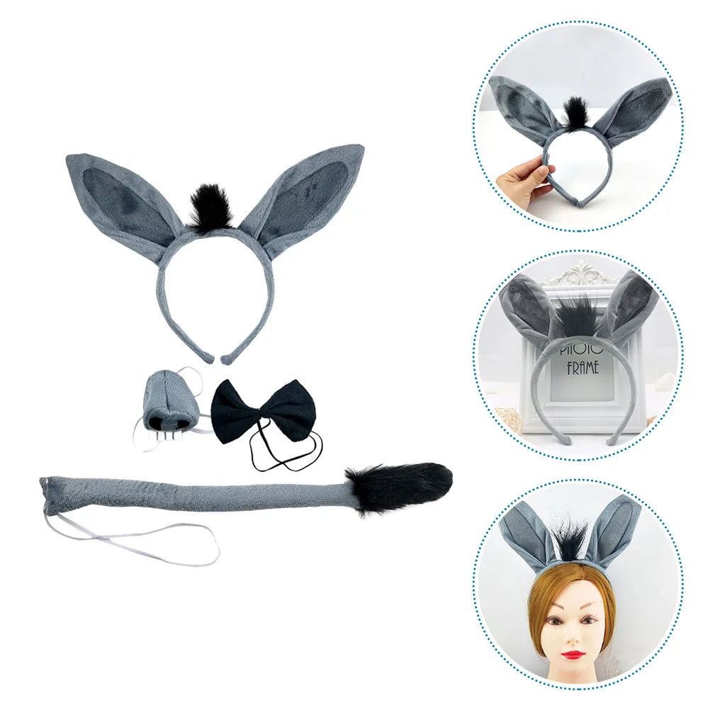 

Prom Dress Accessories Headband Nose Costume Kit 29x24cm Cosplay Tail Fabric Woman