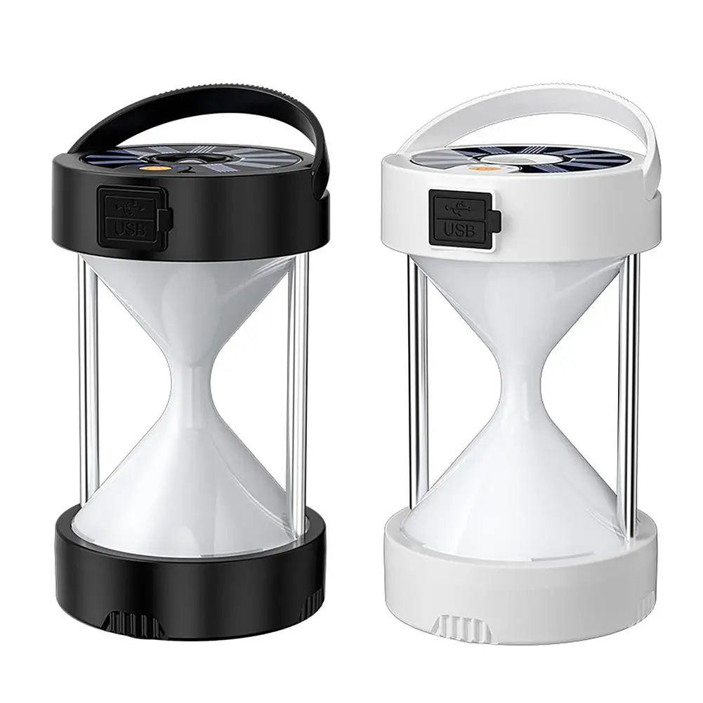 

Hourglass Shape LED Camping Light Outdoor Portable Waterproof Solar Power/Type-c Charging Camping Lantern Emergency Lamps