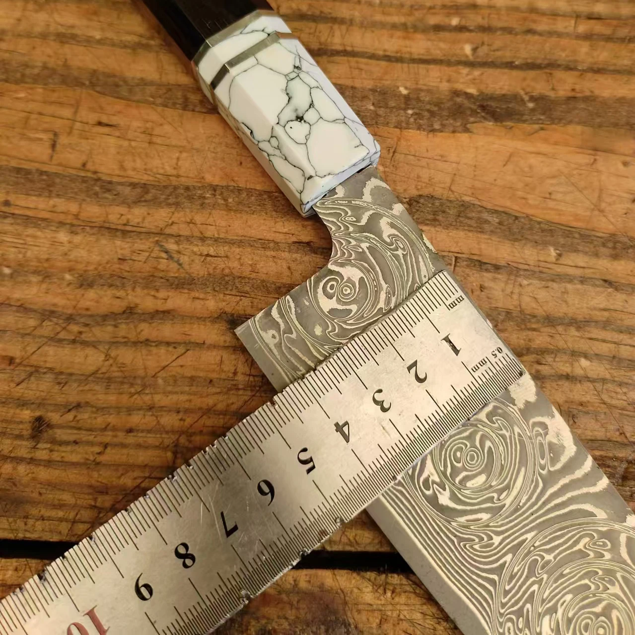 Нож шеф-повара 67 слоев дамасское лезвие из стали VG10 черное дерево и бирюзовая