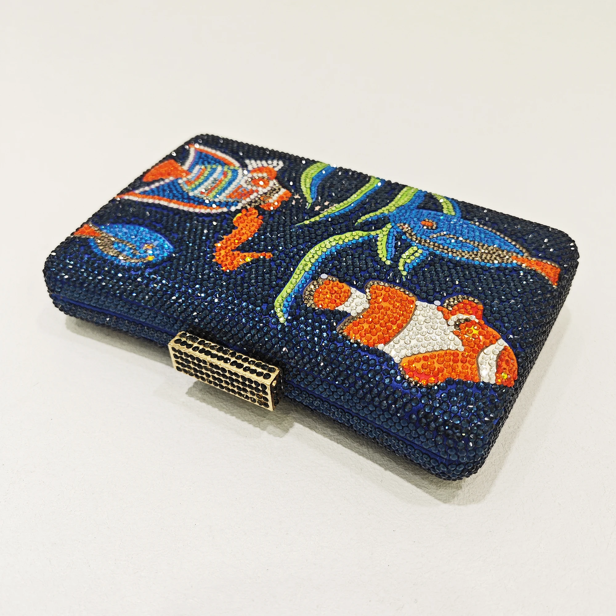 Женские вечерние клатчи с бриллиантами синие/фиолетовые Свадебные кошельки