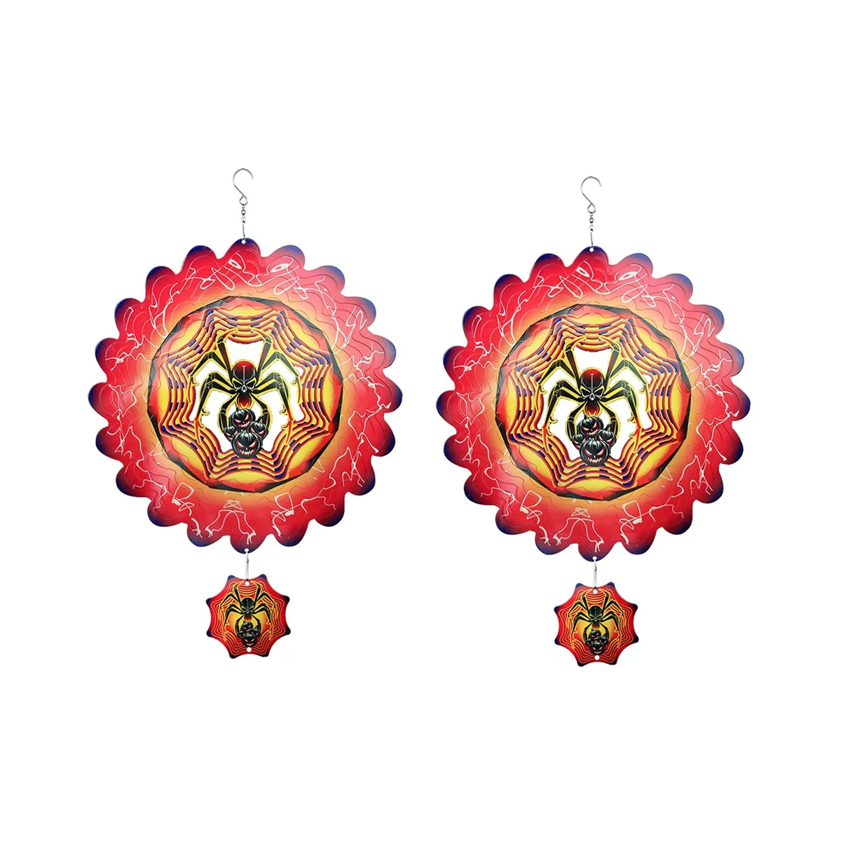 

2X 3D Wind Spinner Kinetic Metal Art Hanging Wind Spinner Outdoor Decoration Halloween Gift for Halloween Garden Decor A