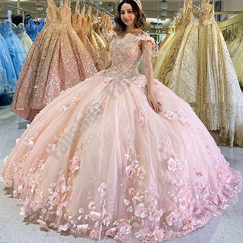 

Изысканное розовое платье для девушек, Цветочное платье на тонких бретельках, платье с аппликацией и блестящими бусинами, милые бальные платья принцессы для девушек 15 лет