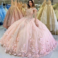 exquisite pink quinceanera dress flore spaghetti strap vestido appliques glitter beads sweet for 15 girls ball gowns princess