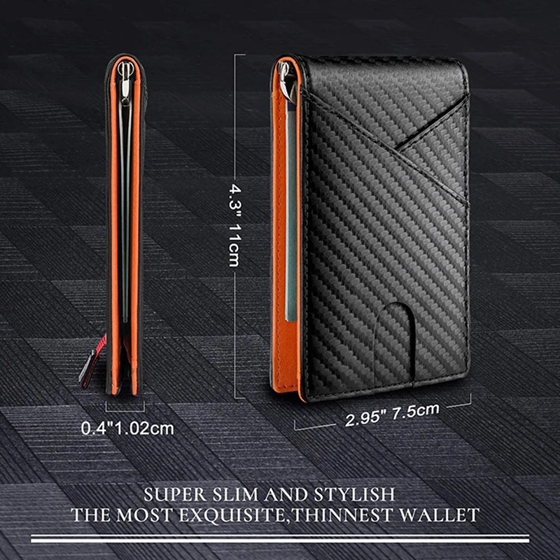 DIENQI Carbon Fiber Rfid Men Wallets Money Bag Slim Thin Card Man Wallet Luxury Male Small Short Purse Bi-fold Vallet Billfold images - 3
