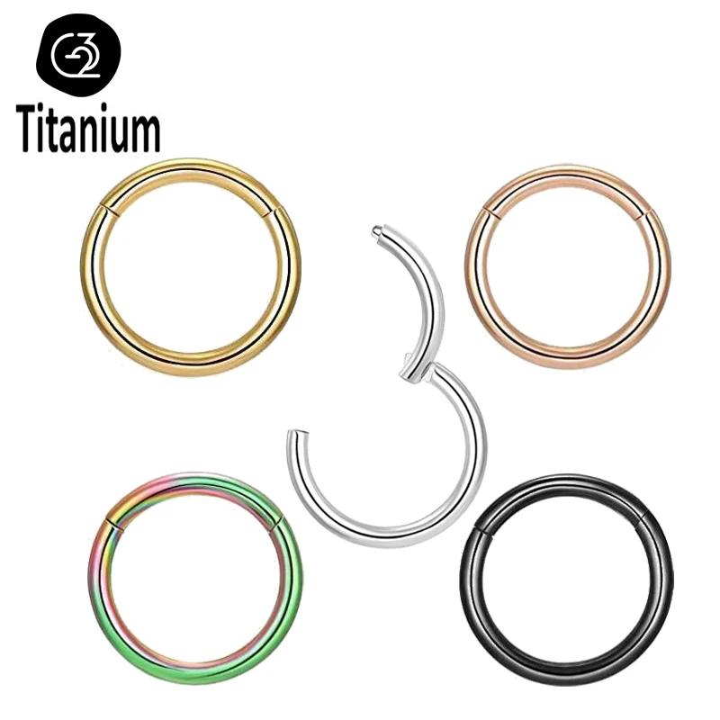 

1PC G23 Titanium Piercing Earrings Hight Segment Clicker Nose Rings Open Small Septum Piercing Ear Nose Body Jewelry 20G 18G 16G