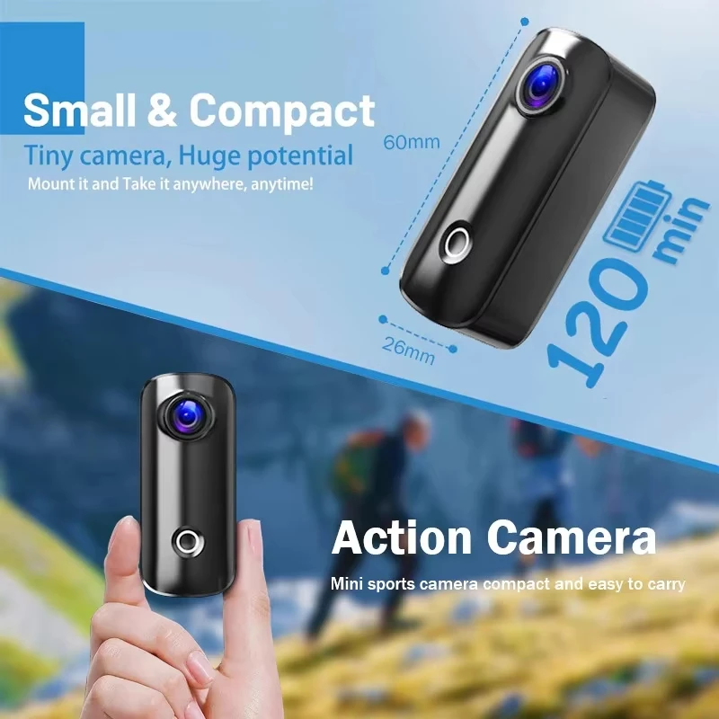 Фото C100 + большая камера C100Plus SJCAM Карманная корпусная камера 4K Водонепроницаемая мини-экшн-камера для спорта, верховой езды №2