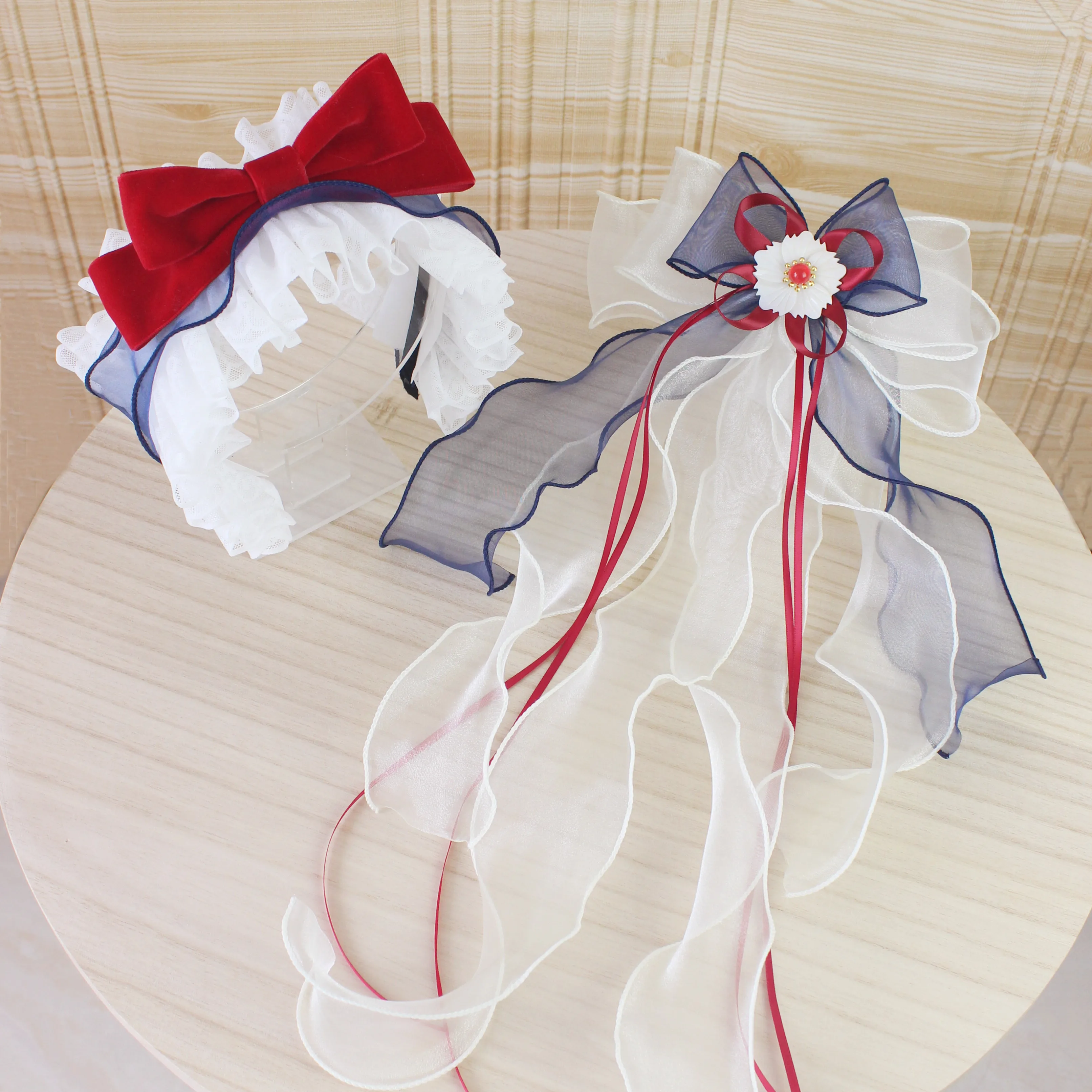 

Lolita Princess Headwear Girl Gorgeous Side Edge Clip Hanfu Hair Accessories Lace Bow Hair Hoop KC Hairpin Cute Sweet All-match