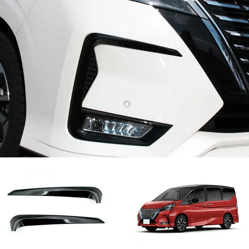 

Car Glossy Black Front Fog Light Lamp Cover Eyebrow Eyelid For Nissan Serena C27 2020-2022