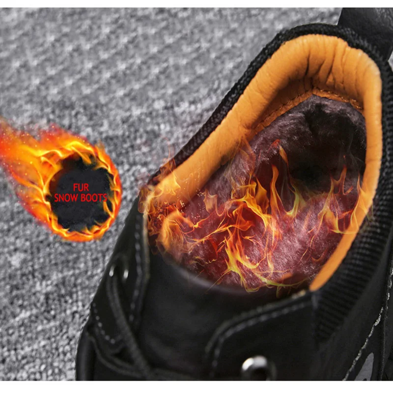 SALUDAS Men's Boots Winter Outdoor Snow Boots Fashion Brand Casual Shoes Motorcycle Boots Luxury Leather Boots Male Sneakers