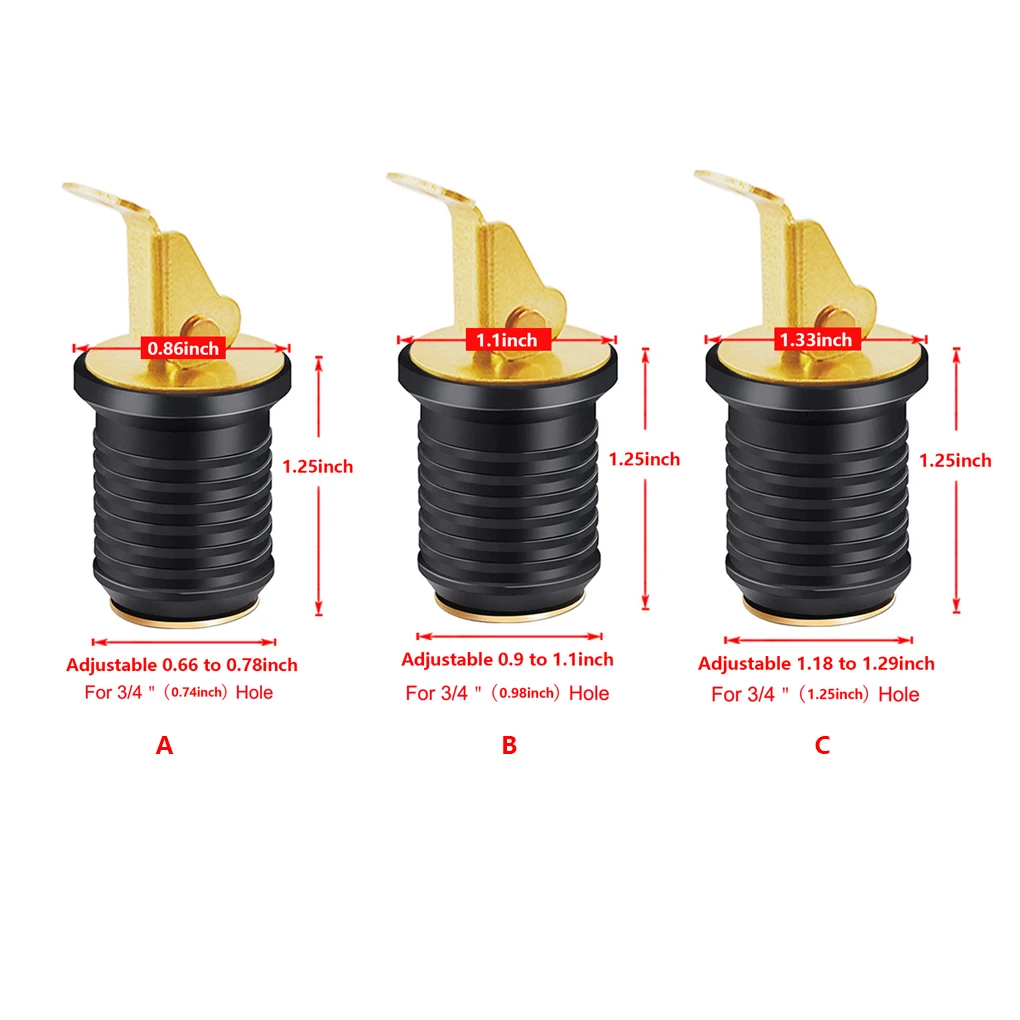 

Cam Snap-handle Drain Stopper Brass Rubber Sealed Draining Stoppers Repairing Accessories for Boats Yachts Kayaks