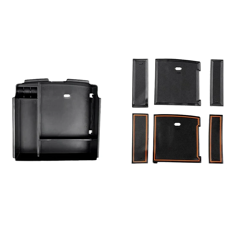 

Car Central Console Armrest Storage Box Holder Interior Organizer Glove Tray For Kia Carnival KA4 2022 Black+Orange