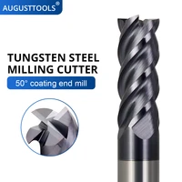augusttools hrc50 carbide end mill tungsten steel milling cutter alloy 4flutes endmills cnc machine metal milling tools 4 6 8mm