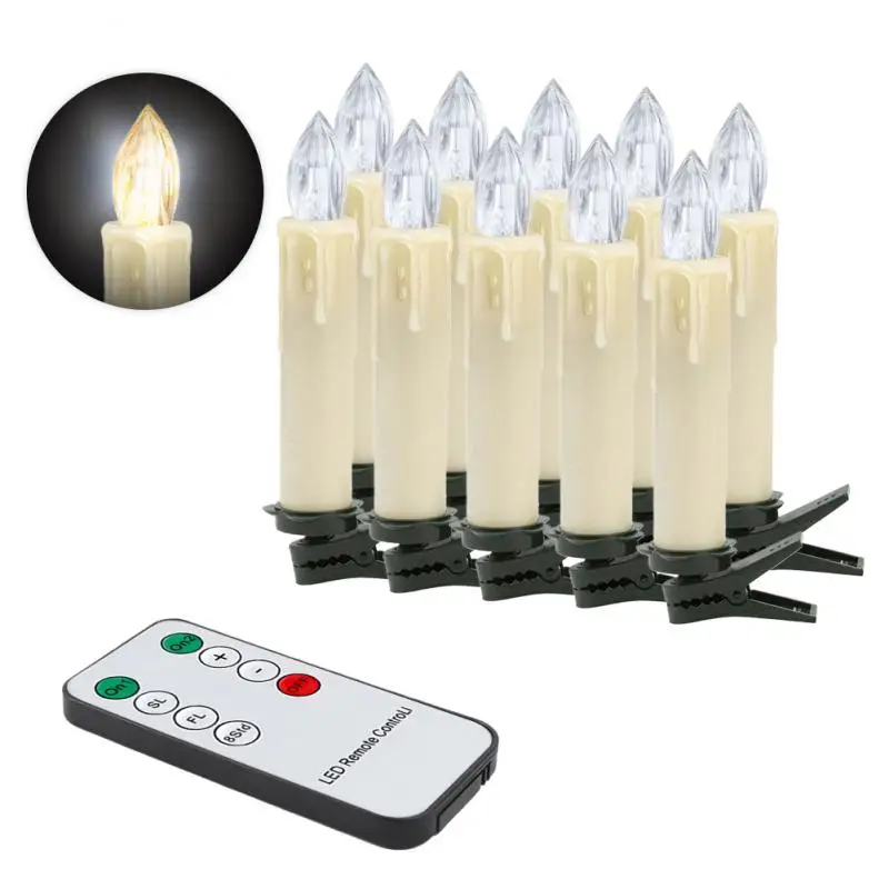 

10/20/30/40 PCS Christmas Candle With Timer Remote 2023 New Year Home Decor Candle Flameless Flashing LED Plastic Fake Candles